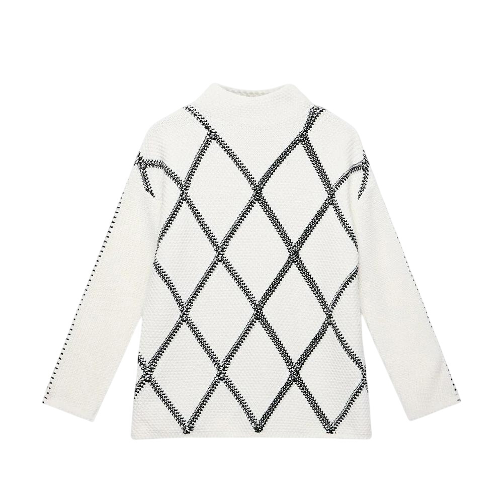 Mint Velvet Cream Diamond Stitch Jumper